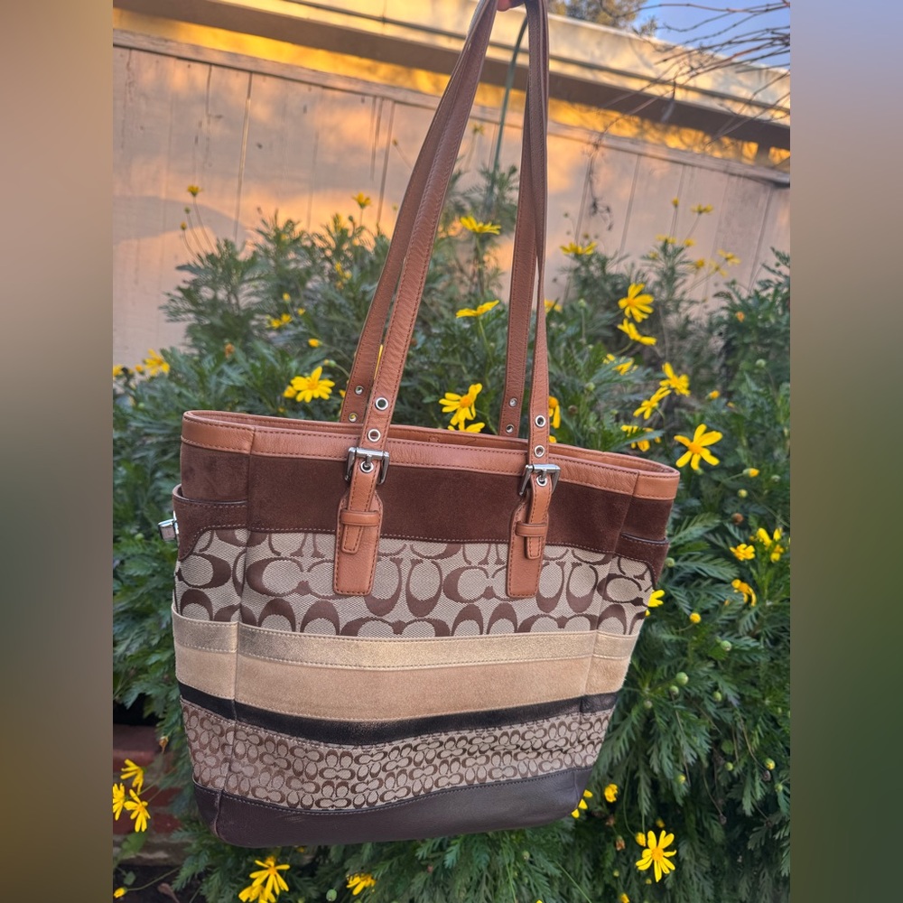 Vintage Coach Patchwork Shoulder Bag Tote
